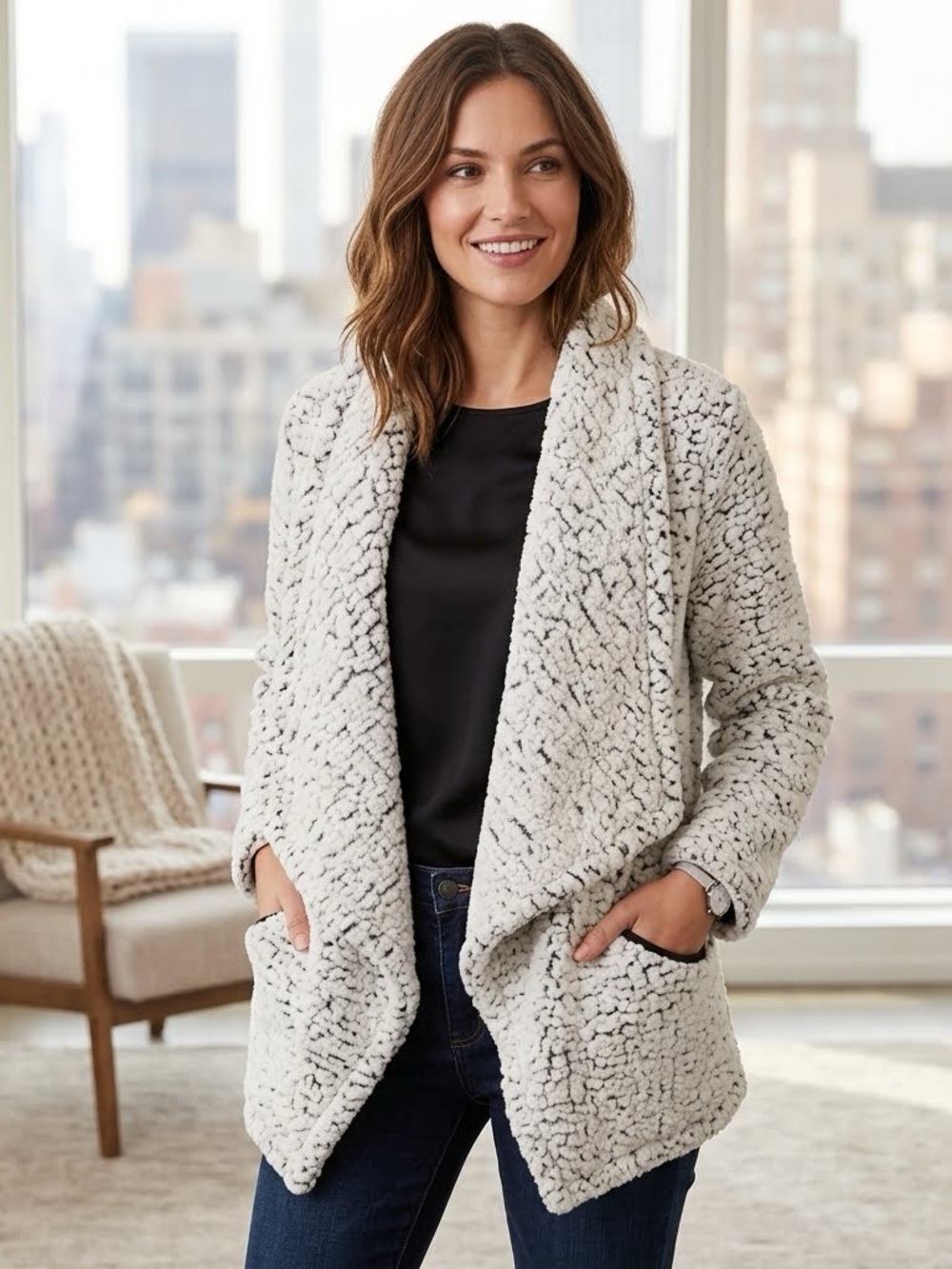 Teal/White Medium Fuzzy Jolt Jacket